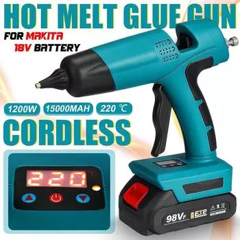 98VF Беспроводные пистолеты для клея-расплава, 1200 Вт, регулируемая температура, литий-ионный аккумулятор 1/2, домашний электроинструмент для ремонта своими руками, аккумулятор 18 В 1*Battery