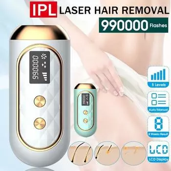 990000 вспышек, 5 уровней, 2 цвета, IPL лазерная эпиляция, эпилятор, постоянный ЖК-дисплей, электрическое безболезненное устройство для удаления волос, красота EU белый