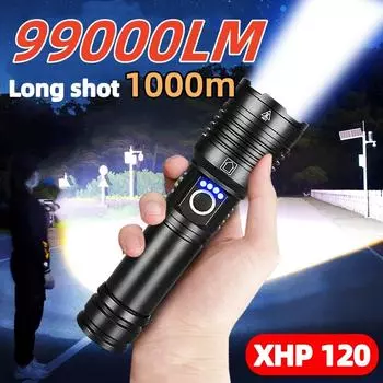 99000LM Фонарь высокой мощности XHP120 Фонарь Водонепроницаемый Zoom Flash Light Уличный Кемпинговый Фонарь Рыболовный Фонарь Kit D