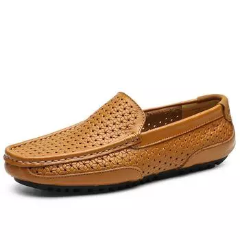 9915 Large Size Hollow Leather Doudou Shoes 38-47Shoes 38 жёлтый