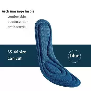 999 4D Memory Foam Orthopedic Insoles For Shoes Nano Antibacterial Deodorization Sweat Absorption Insert Sport Shoes Running Pads EU37-38(240mm) синий