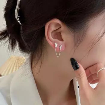 999 Silver Needle Butterfly Earrings Women s Light Luxury Versatile Niche Design High-end Sweet Tassel Double Ear Piercing Ear Jewelry 999 silver needle