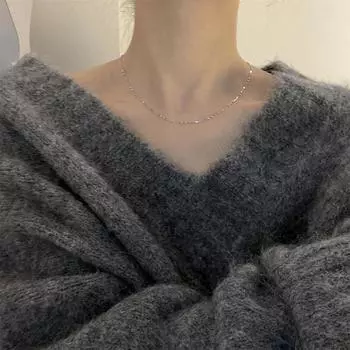 999 sterling silver basic plain chain simple versatile necklace ins style girls high-end jewelry collarbone chain 999 silver