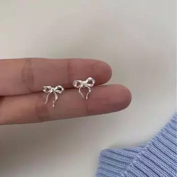 999 sterling silver bow stud earrings women s light luxury exquisite niche personalized earrings high-end autumn new earrings 999 silver