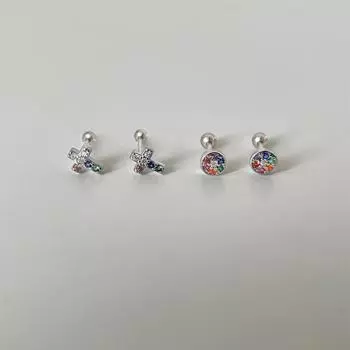 999 sterling silver cross stud earrings with unique personality, dopamine color zircon earbone studs, exquisite fashion ear jewelry 999 silver