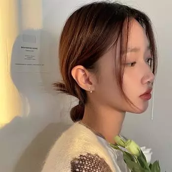 999 sterling silver exquisite zircon back hanging two wearing small stud earrings simple light luxury high sense fashion mini ear jewelry women 999 silver