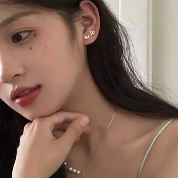 999 sterling silver hollow butterfly stud earrings women s exquisite and sweet zircon earbone stud temperament niche design earrings new 999 silver