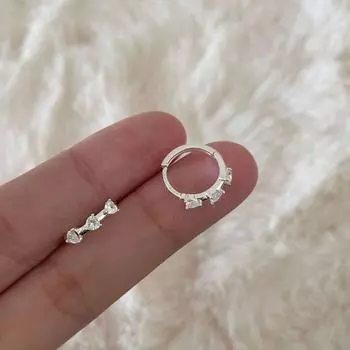 999 sterling silver love zircon earrings women s light luxury exquisite versatile earbone nails niche high-end autumn new earrings 999 silver