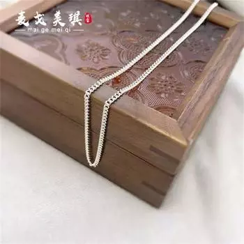 999 Sterling Silver Necklace Women Choker Thin Chain Pure Silver Necklace Silver Jewelry Gift for Girlfriend and Wife Birthday Gift M buckle side chain 45cm