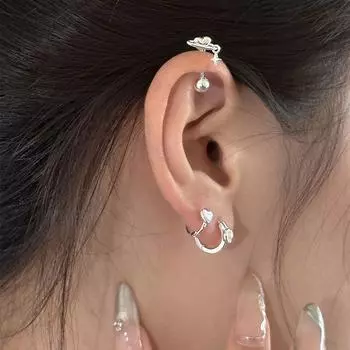 999 sterling silver star stud earrings exquisite niche cold love earbone studs niche design advanced sense twist bead earrings 999 silver