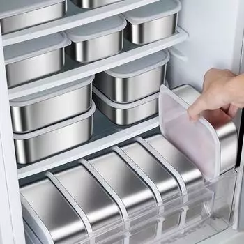 99.9% Anti-bacterial LFGB Certificate 316L Stainless Steel Food Cooling Box Fridge Storage Container for Vegetable Fruit Meat