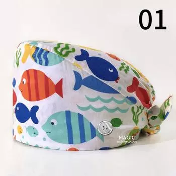 99 стилей, эластичная шапка медсестры, хлопковая хирургическая шапка, маслостойкая, пылезащитная, регулируемый начес с принтом