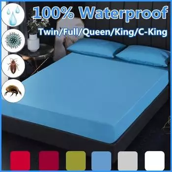 99% водонепроницаемый чехол на кровать с эластичной лентой, однотонная простыня, гладкий дышащий наматрасник, 2022, постельное белье с защитой от клещей, разные размеры Sheet 80X200x30cm белый