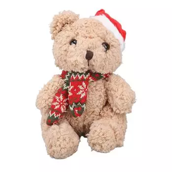 9.06 дюймов Рождественский плюшевый мишка, милый плюшевый мишка в шапке Санты, рождественский медведь, плюшевая игрушка, кукла, украшение Red Xmas Scarf