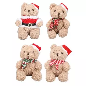 9.06 дюймов Рождественский плюшевый мишка, милый плюшевый мишка в шапке Санты, рождественский медведь, плюшевая игрушка, кукла, украшение Red Xmas Scarf