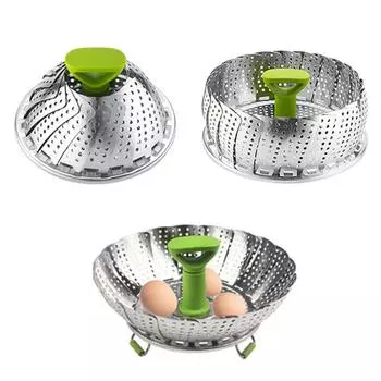 9/10/11 дюймов Нержавеющая сталь складная корзина для пароварки овощи еда фрукты расширяемая стойка для приготовления на пару кухонные принадлежности