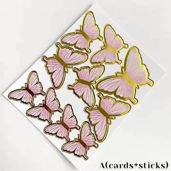 9/10 шт. золотые розовые фиолетовые бабочки для украшения торта, свадьбы, дня рождения, десерта, кекса, 3D-материала в виде бабочки, сделай сам, сувениры для вечеринки