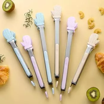 9/12/дюймов длинные щипцы для барбекю с нескользящей ручкой из нержавеющей стали, зажим для жареного барбекю, зажим для салата, хлеба, кухонные инструменты, зажим для еды, мяса 9 inch розовый