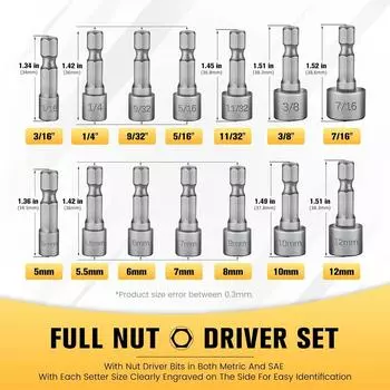 9/14PCS мощный шестигранный ключ с шестигранной ручкой отвертка удлинитель гнезда пневматическая отвертка вставка набор инструментов