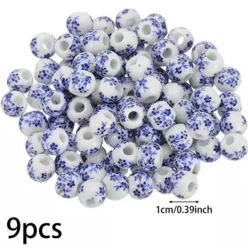 9/16/21 шт. керамические бусины, 10 мм керамические бусины с принтом, круглые бусины-цветы, бижутерия, разделительные бусины, сделай сам, летний пляжный браслет на лодыжку, серьги 9pcs