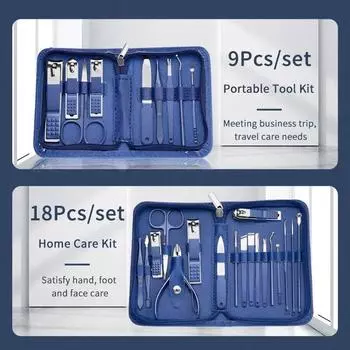 9/18 pcs Stainless Steel Nail Cutter and Pedicure Scissors Set - Portable Manicure and Pedicure Tool Set with Eagle Hook