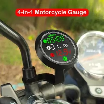 9-24 В мотоциклетный термометр со светодиодным цифровым дисплеем, электронный 4 в 1 измеритель температуры воды, вольтметр, сигнализация низкого напряжения