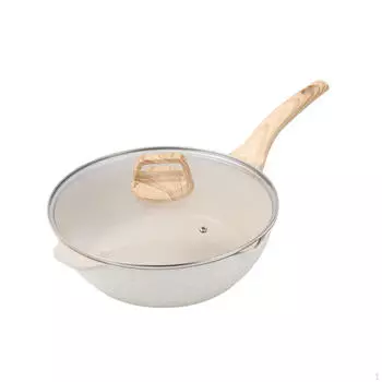 9,4-дюймовый вок с антипригарным покрытием и стеклянной крышкой, многофункциональная посуда, устойчивая к царапинам, для всех плит