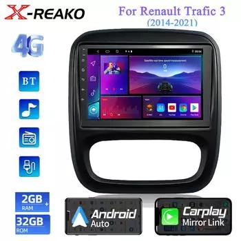 9 4G 2 ГБ+32 ГБ для Renault Traffic 3 2014 - 2021Автомобильная ОС Android Радио Стерео Мультимедиа Видео GPS Навигатор Плеер QLED экран BT 5.0 8 core 2GB+32GB