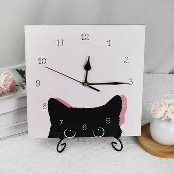 9,5-дюймовые скандинавские простые квадратные настенные часы без звука, не тикают, часы с декором из кота для гостиной, спальни, кабинета, кухни