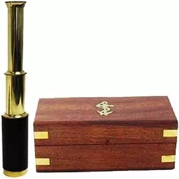 9,5-дюймовый ручной латунный телескоп с якорным деревянным ящиком - пиратская коллекция