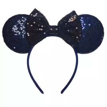 9,5 см Большой размер Темно-синий Ободок с мышиными ушками для девочек 5 Бант Вечерний ободок Фестиваль DIY Аксессуары для волос Женские Size fits all