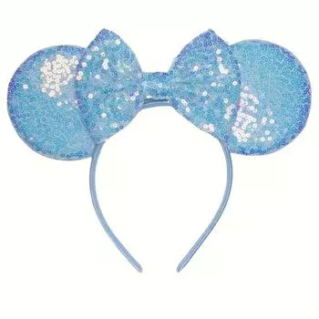 9.5 СМ Сине-зеленый Большой Размер Ободок с Мышиными Ушками для Девочек 5 Бант Вечеринка Повязка для Волос Фестиваль DIY Аксессуары для Волос Женский Size fits all