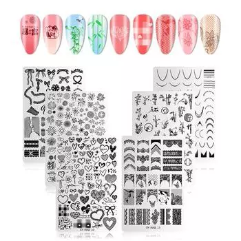 9.5X14.5 см большой размер пластины для штамповки ногтей фейерверк бамбук любовь дизайн шаблон для дизайна ногтей для самостоятельного декора ногтей трафареты XY-NAIL 13