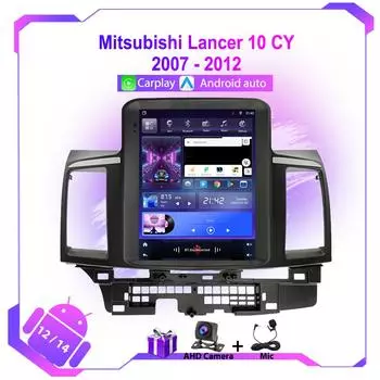 9.7 Android 12 Радио для Mitsubishi Lancer 10 CY 2007 - 2012 Мультимедийный Плеер 2din GPS Навигация Carplay Авто Стерео