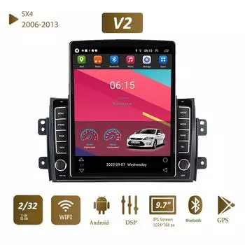 9,7 для Suzuki SX4 2006-2013 Fiat Sedici 2005-2014 Автомобильный радиоприемник Tesla с вертикальным экраном Carplay Android Авторадио Мультимедийный плеер 2 + 32 ГБ