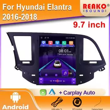 9,7 дюйма для Hyundai Elantra 2016-2018 автомобильное радио Android Auto GPS навигация мультимедийный плеер видеовыход 5G WIFI 2din DVD 4 core 2GB+32GB carplay