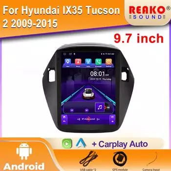9,7 дюйма для Hyundai IX35 Tucson 2 2009-2015 автомобильный радиоприемник Android Auto мультимедийный видеоплеер GPS навигация 5G WIFI 2din DVD 4 core 2GB+32GB carplay