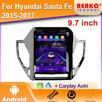 9,7 дюйма для Hyundai Santa Fe 2015-2017 автомобильный радиоприемник мультимедиа видеоплеер GPS навигация Android Auto Carplay WIFI 2din DVD 4 core 2GB+32GB carplay