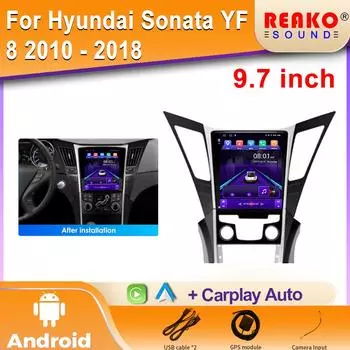 9,7 дюйма для Hyundai Sonata YF 8 2010 - 2018 автомобильный радиоприемник Android Auto GPS навигация мультимедиа видеоплеер Carplay 2din DVD 4 core 2GB+32GB carplay