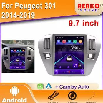9,7 дюйма для Peugeot 301 2014-2019 автомобильный радиоприемник GPS навигация мультимедиа видеоплеер Android Auto Carplay 4G WIFI BT 2din DVD 4 core 2GB+32GB carplay