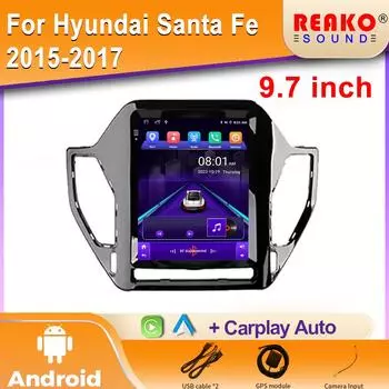 9,7-дюймовый 2 Din Android автомобильный радиоприемник для Hyundai Santa Fe 2015-2017 мультимедийный плеер GPS навигация 4G wifi BT 2din 4 core 2GB+32GB carplay