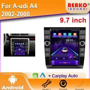 9,7-дюймовый экран Android Tesla для Audi A4 2002-2008, автомобильный GPS-навигатор, автомагнитола, мультимедийный плеер, радио 4 core 2GB+32GB carplay