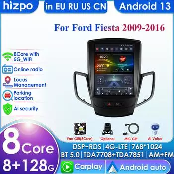 9,7-дюймовый экран QLED 2din Android Car Radio Multimedia Video Player для Ford Fiesta 2009 - 2017 GPS Navi Carplay Auto 4G LTE RDS AI Intelligent Screen P1L 4Core 1G 16G