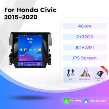 9,7-дюймовый экран Tesla Style Car Radio для Honda Civic 10 FC FK 2015 - 2020 Autoradio Multimedia Player для Carplay Android Auto