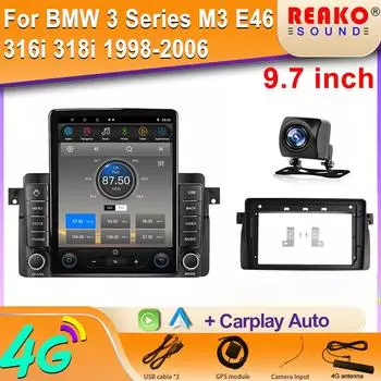 9,7-дюймовый Android для BMW 3 серии M3 E46 316i 318i 1998-2006 Tesla Type Мультимедиа Стерео Автомобильный DVD-плеер Навигация GPS Радио 8 core 2GB+32GB