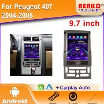 9,7-дюймовый Android для Peugeot 407 2004-2008 Tesla Style Car Radio Stereo Multimedia Video Player DVD GPS Navigation 2din BT 4 core 2GB+32GB carplay