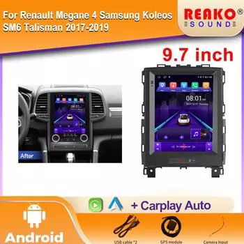 9,7-дюймовый Android для Renault Koleos Megane 4 Samsung SM6 Talisman 2017-2019 Мультимедиа 4G Wifi Навигационный дисплей 4 core 2GB+32GB carplay