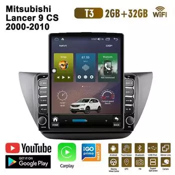 9,7-дюймовый автомобильный радиоприемник для Mitsubishi Lancer 9 CS 2000-2010 Android 2 DIN Tesla с вертикальным экраном Carplay Авто радио Мультимедийный плеер 2 + 32 ГБ