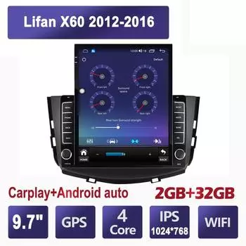 9,7-дюймовый автомобильный радиоприемник для Lifan X60 2012-2016 Android 2 DIN Tesla вертикальный экран Carplay авто радио мультимедийный плеер 2 + 32 ГБ