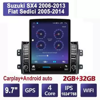 9,7-дюймовый автомобильный радиоприемник для Suzuki SX4 2006-2013 Fiat Sedici 2005-2014 Android 2 DIN Tesla вертикальный экран Carplay Авто радио Мультимедийный плеер 2 + 32 ГБ